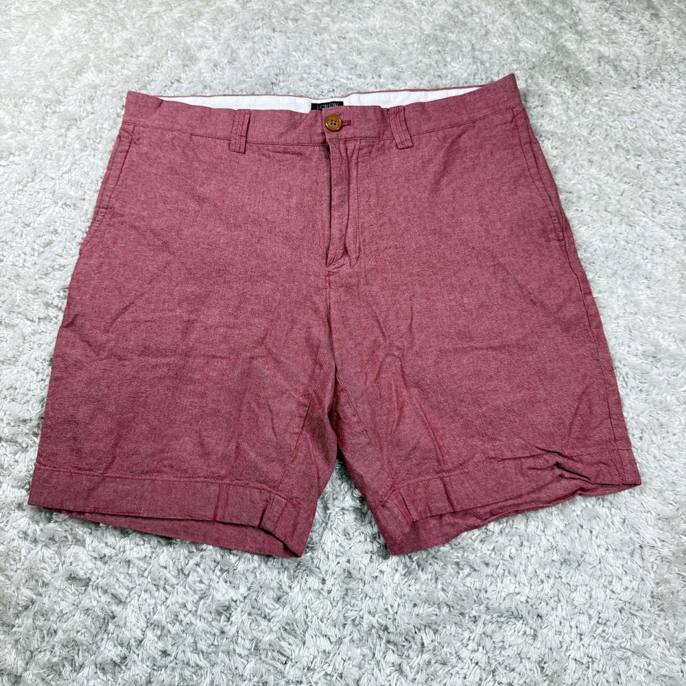 J Crew Gramercy Shorts Mens 34W Red Chambray Chino Costal Casual Capsule Preppy